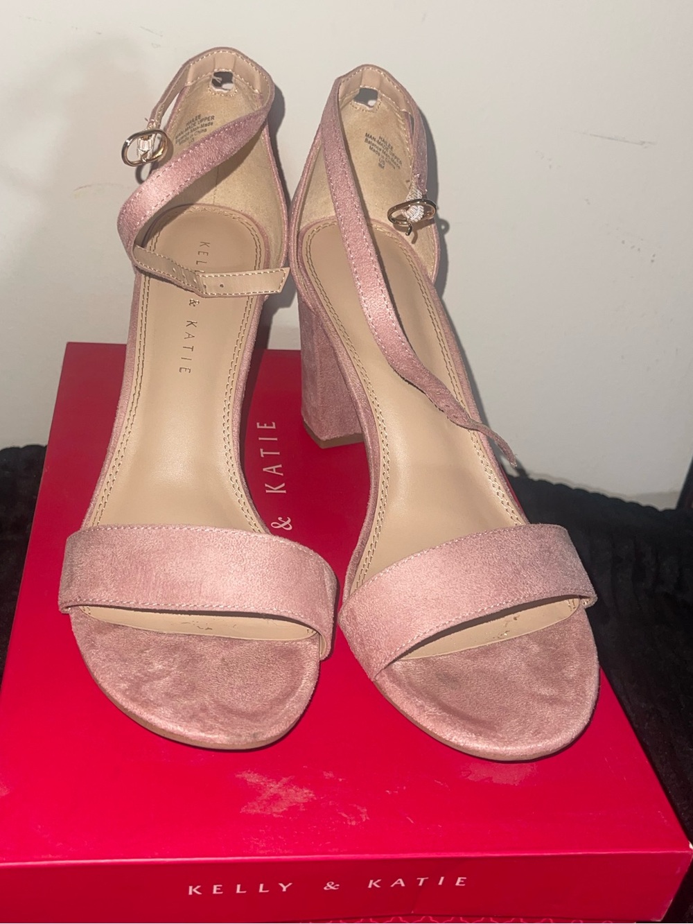 Kelly & Katie Dusty Rose Ankle Strap Block Heels